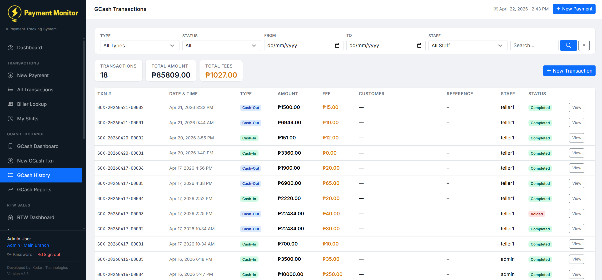 GCash History | PaymentCenter LEYECO